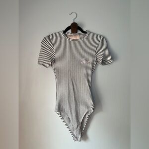 Barbie X Missguided striped black/white bodysuit in size Small